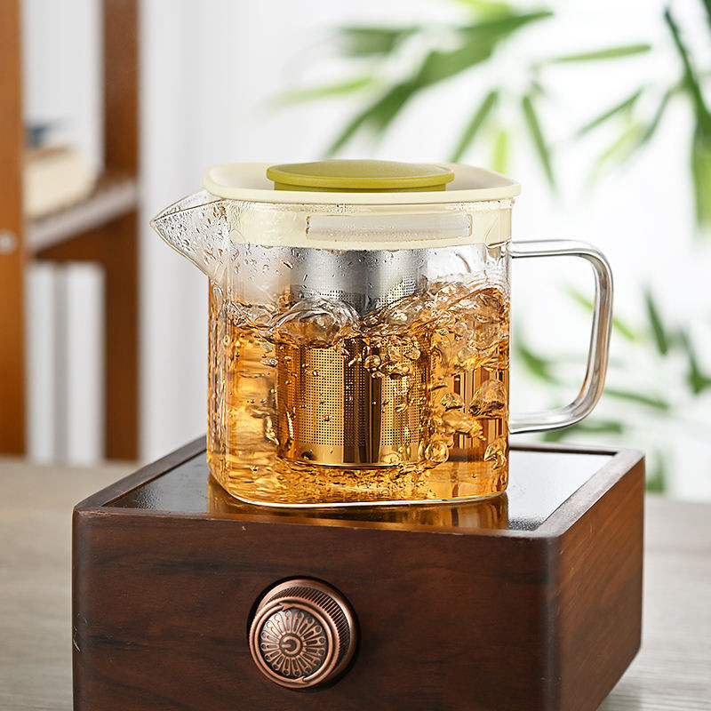 keya Heat Resistant Tea Maker with 4 Glass Cups for Green Tea, Herbal Tea Urn(1000 ml)