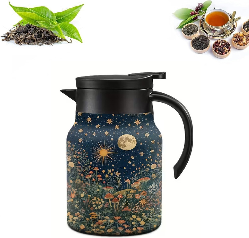 SUICUNE 1000ml Thermal Tea Pot, Vintage Floral Pattern Tea-Built-in Infuser Tea Urn(1000 ml)
