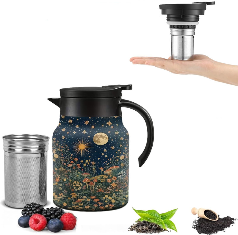 SUICUNE Stainless Steel Insulated Tea Kettle, Insulated Teapot, Thermal Flask Water Jug Tea Urn(1000 ml)