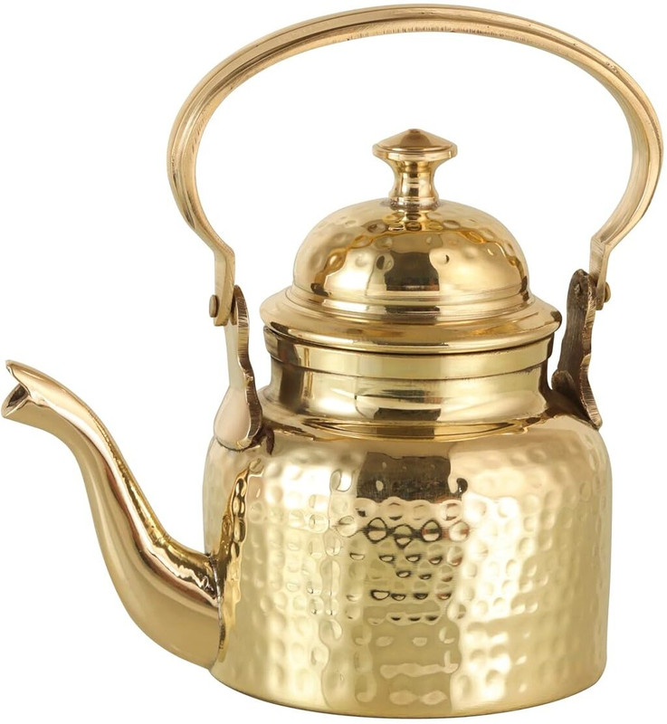 Rajneesh Handicraft Handcrafted Pure Brass Tea Pot Kettle – Traditional Indian Teapot Tea Urn(500 ml)