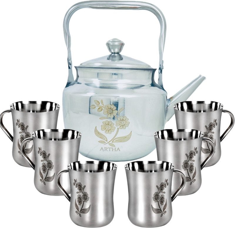 Artha Pack Of 7 Kettle Cup Set Tea Urn(1250 ml)