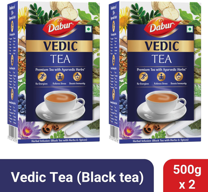 Dabur Vedic Premium Ayurvedic Herbs Black Tea Box  (2 x 500 g)
