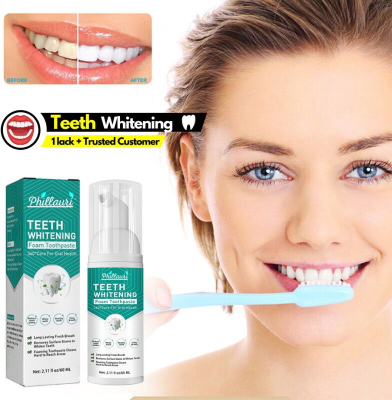 Phillauri Teeth Whitening Foam to Ultra-fine Deeply Clean Gums Intensive Stain Removal Teeth Whitening Kit