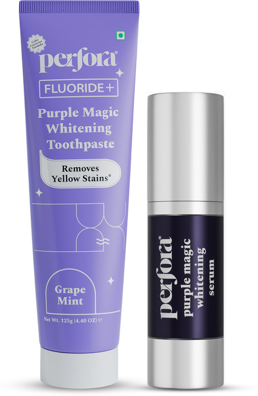 Perfora Teeth Whitening Combo | Purple Toothpaste & Purple Serum combo Teeth Whitening Kit