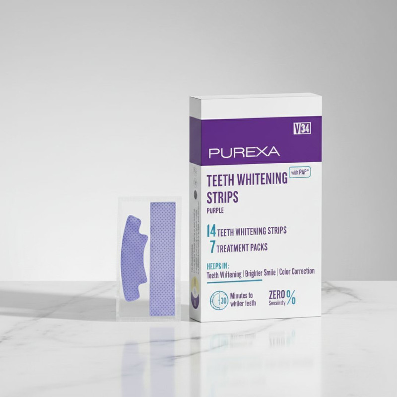 PUREXA Teeth Whitening Strips Removes Dark stains from Teeth | With Pap+ Teeth Whitening Kit