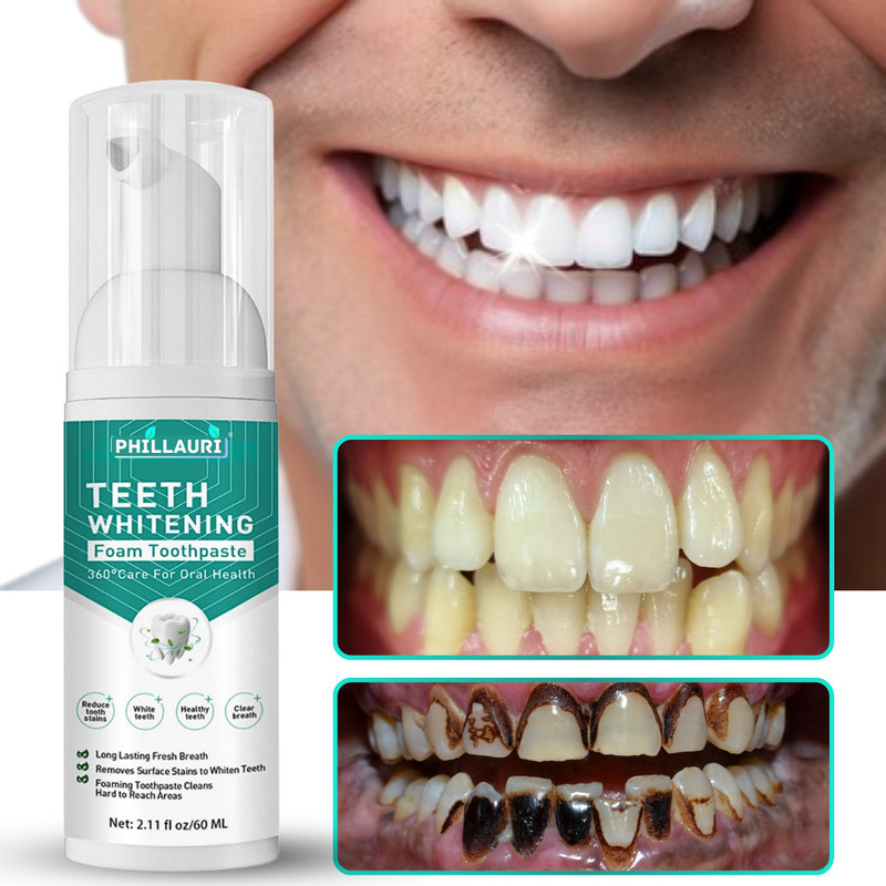 Phillauri Teeth Foam With Mint for Brightening Formula & Refreshing Mouth Feel After Use Teeth Whitening Kit
