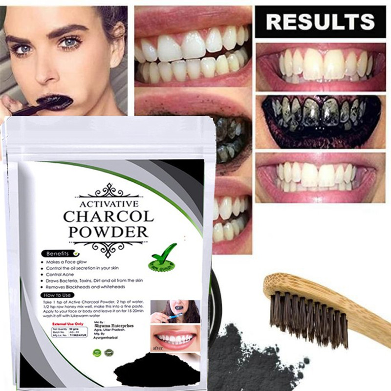 Ayurgen Herbals Activated charcoal powder for teeth whitening 100% Natural & Organic Teeth Whitening Kit