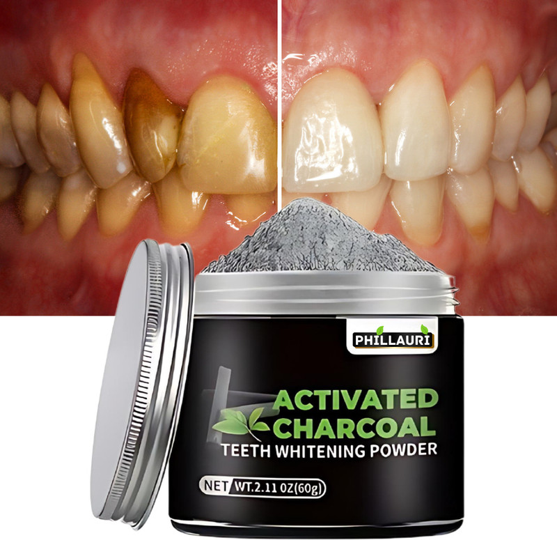 Phillauri CharcoalWith Mint Teeth Whitening Powder Freshen Breath Fights Germs Teeth Whitening Kit