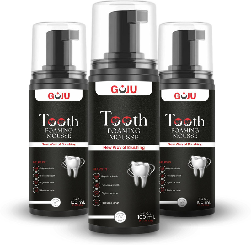 GOJU Long Lasting Fresh Beath & Whitening Teeth | 100% Natural Pack of 3 Each 100ml Teeth Whitening liquid(300 ml)
