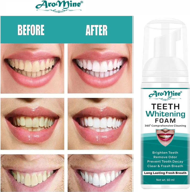 AroMine Teeth Cleansing Mousse Foam Cleaning Germs, Freshen Breath Teeth Whitening liquid(60 ml)