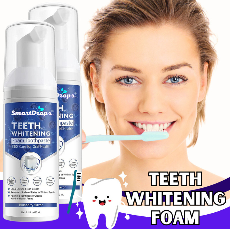 smartdrops Advanced Teeth Cleaning Foam Fresh Breath Daily Care Teeth Whitening liquid(60 ml)