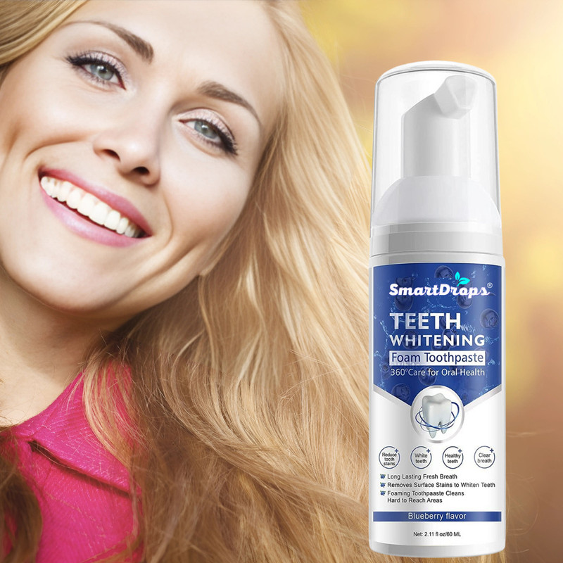 smartdrops Brightening Foam for Teeth with Cool Mint Touch &Gentle Clean for Fresh Breath Teeth Whitening liquid(60 ml)