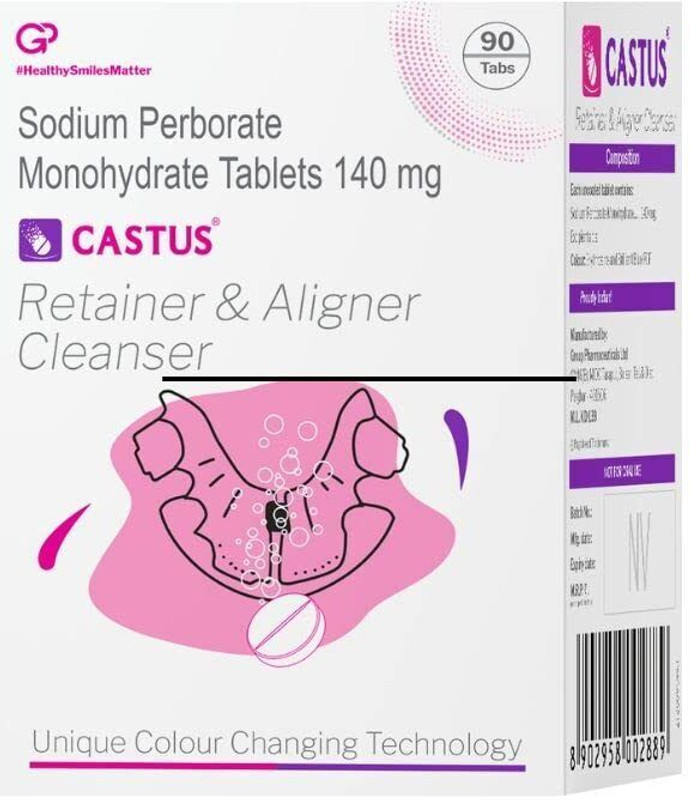 Castus Retainer & Aligners Cleanser Tablets | Clean Aligners, Retainers, Mouthguards Teeth Wipe(Pack of90)