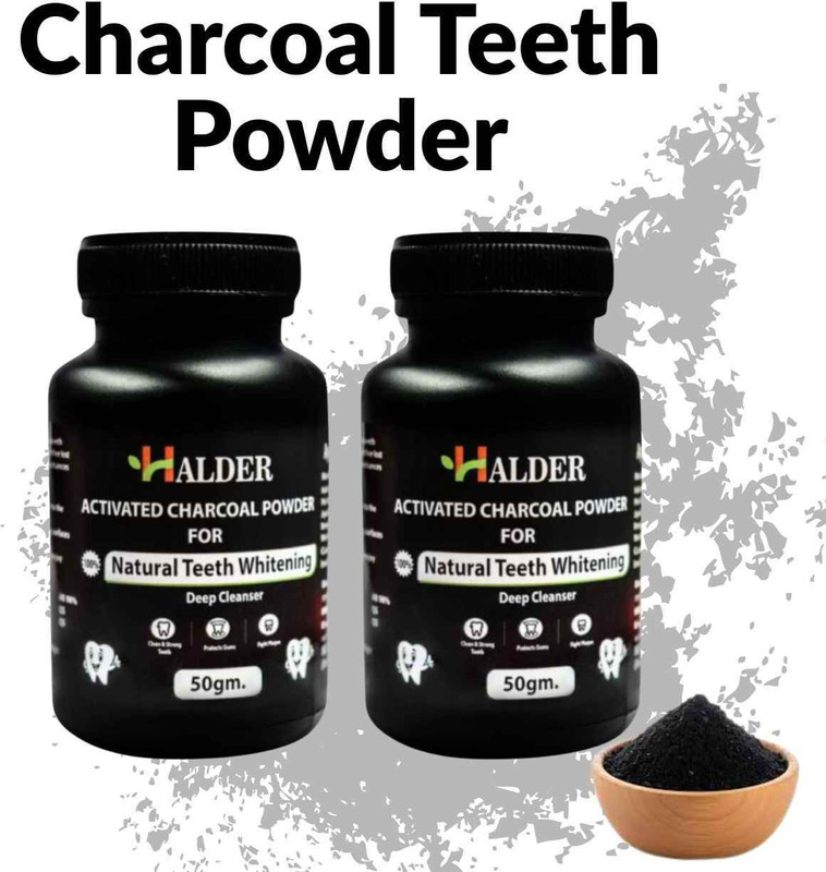 HALDER Teeth Whitening Charcoal Powder | Gutka Stain and Yellow Teeth Remove (50 g) Teeth Wipe(Pack of1)