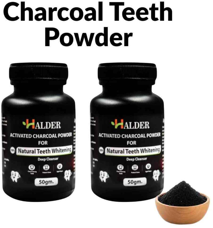 HALDER Teeth Cleansing Charcoal Powder for Whiten Teeth (50 g) Teeth Wipe(Pack of1)