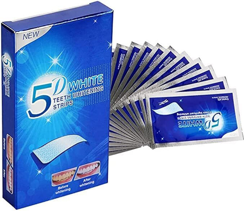 EarthlyProducts 5D Teeth Whitening Strips Reduced Sensitivity & Whitening Remove teeth stain14pc Teeth Wipe(Pack of14)