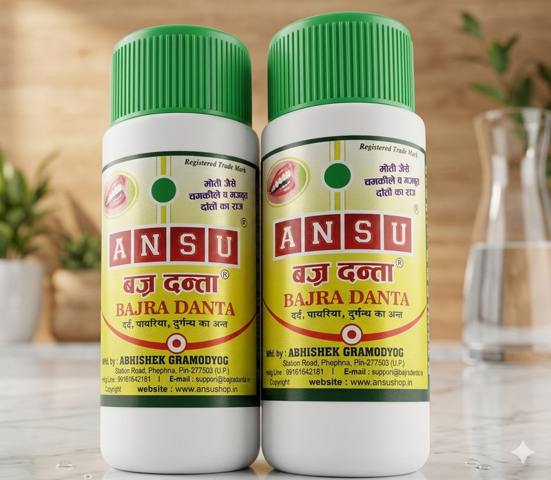 Ansu Bajradanta tooth powder,Removes Yellow Stains, Bad Breath & Strengthens Gums 60g Teeth Wipe(Pack of2)