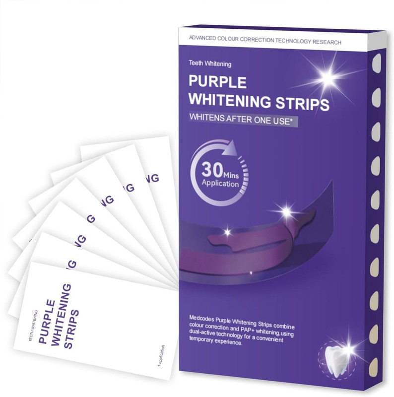 shukan enterprise Teeth Whitening Purple Strips | 30 Minutes Whitening Kit | Removes Yellow Stains Teeth Wipe(Pack of7)