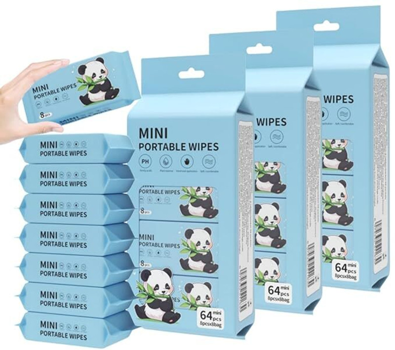 GAUZYHOUSE Mini Portable Wipes Baby Wipes, Disposable Travel Tissues (64 Wipes X 1 Pack) Teeth Wipe(Pack of1)