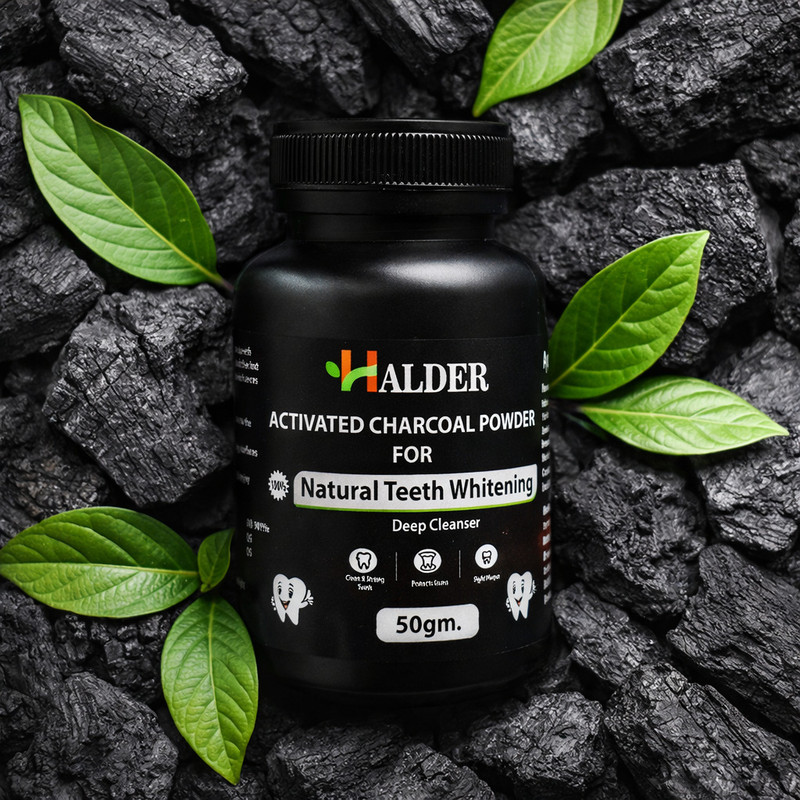 HALDER Afflatus Natural Organic Teeth Whitening Charcoal Powder 50gm Teeth Wipe(Pack of1)