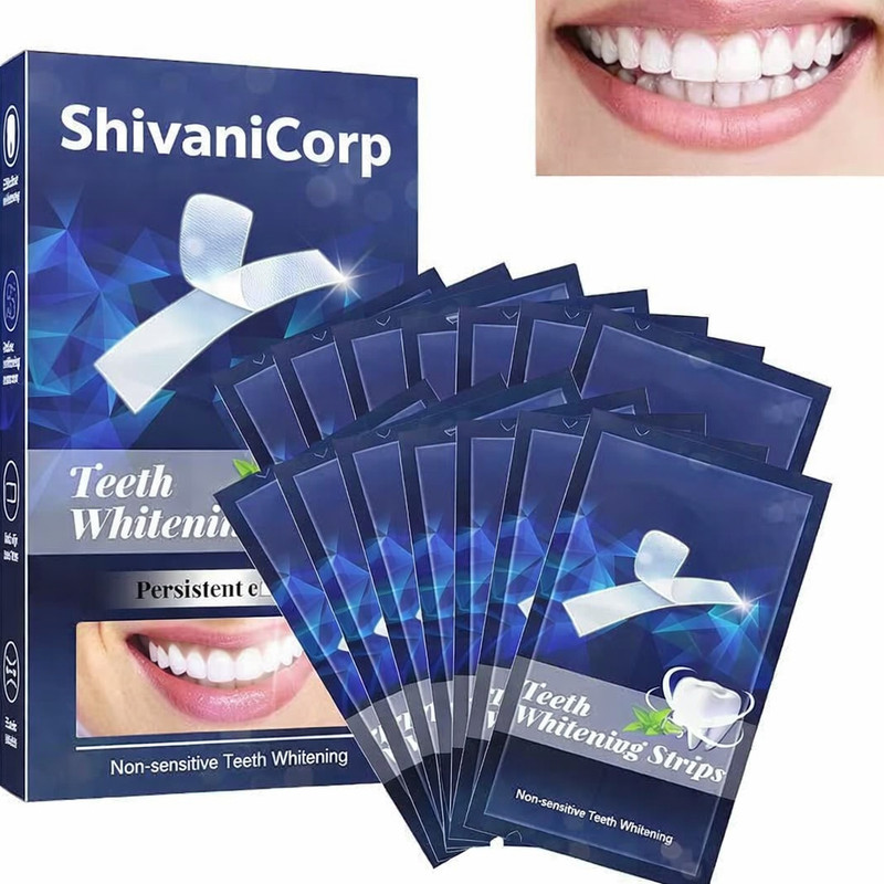 SHIVANICORP Teeth Whitening StripsGentle forSensitive Teeth,ProfessionalEffect toRemoveStain Teeth Wipe(Pack of14)