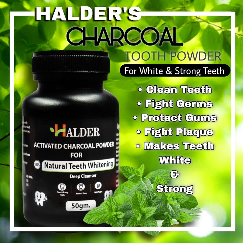 HALDER Activated Charcoal Teeth Whitening powder| 50grams Teeth Wipe(Pack of1)
