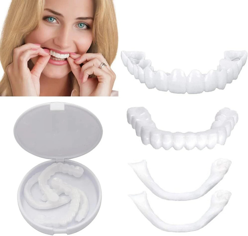 Zelvia Snap On Teeth Veneers Instant Smile Cover for Crooked Missing Stained Teeth Teeth Wipe(Pack of1)