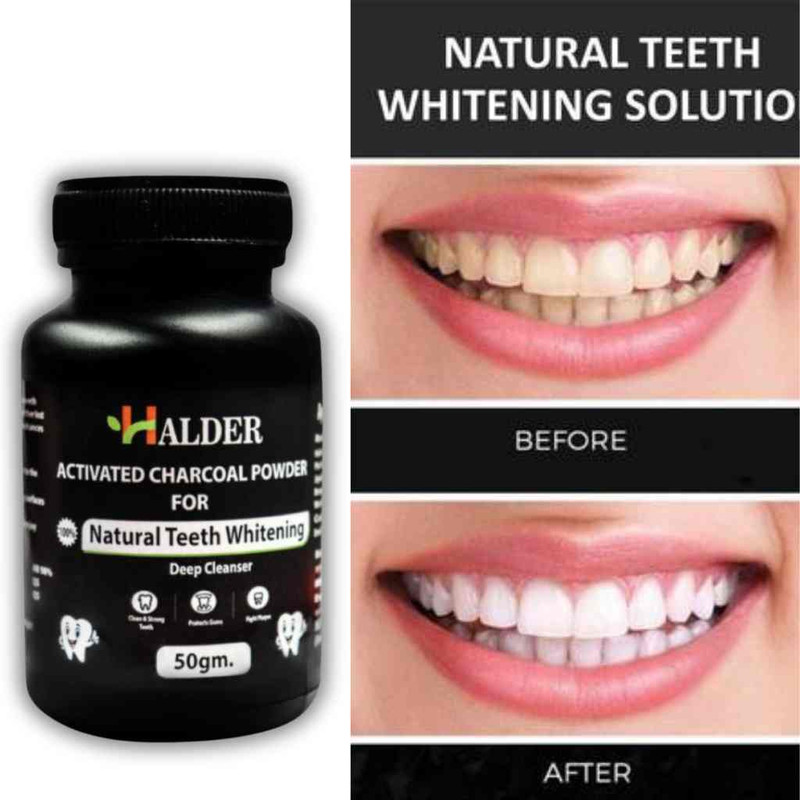 HALDER smartdrops Charcoal Teeth Whitening Powder For Clean Yellow Strain 50gm Teeth Wipe(Pack of1)