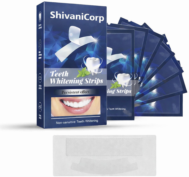 SHIVANICORP Teeth Whitening Strips for Sensitive Teeth,Enamel Safe,30-Minute Fast Result Teeth Wipe(Pack of14)