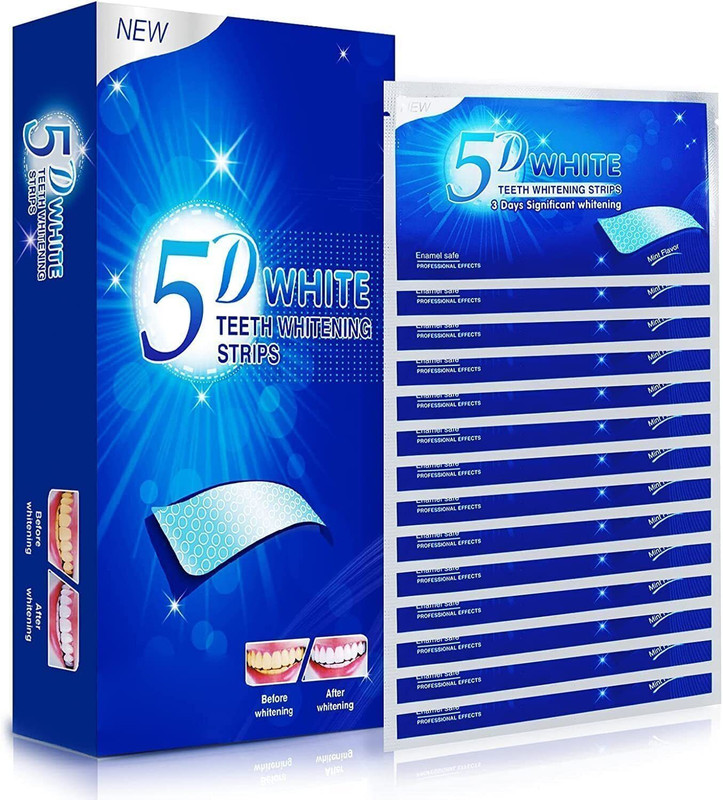 ARMM Products 5DTeeth Whitening Strips Reduce Sensitivity&Remove teeth stains 14pc Teeth Wipe(Pack of14)