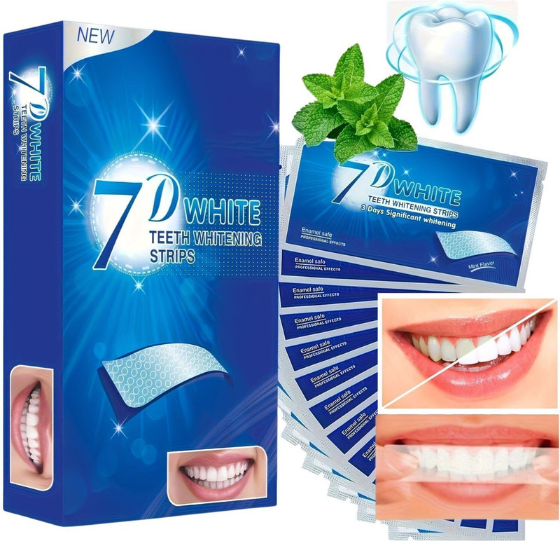 Tsuwezi Teeth Whitening Strips 7d Mint Dental Patch Enamel Safe No Sensitivity Teeth Wipe(Pack of14)