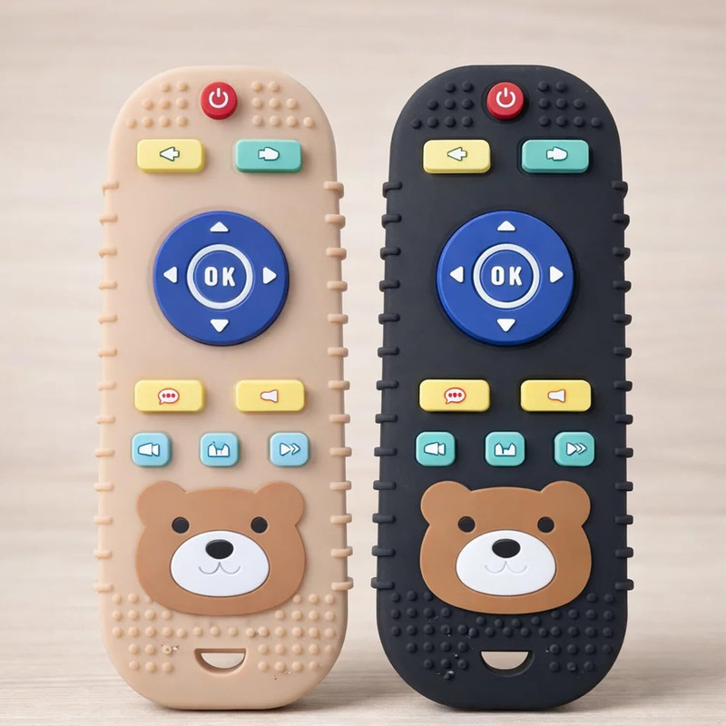 PECH Remote Teether for Babies Pack of 2,Remote Teether for Babies , Soother(Black & Brown)