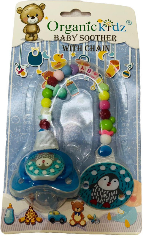 aradhana creations Baby soother with chain attached Baby pacifier blue soother - Pack of 1 Soother(Blue)