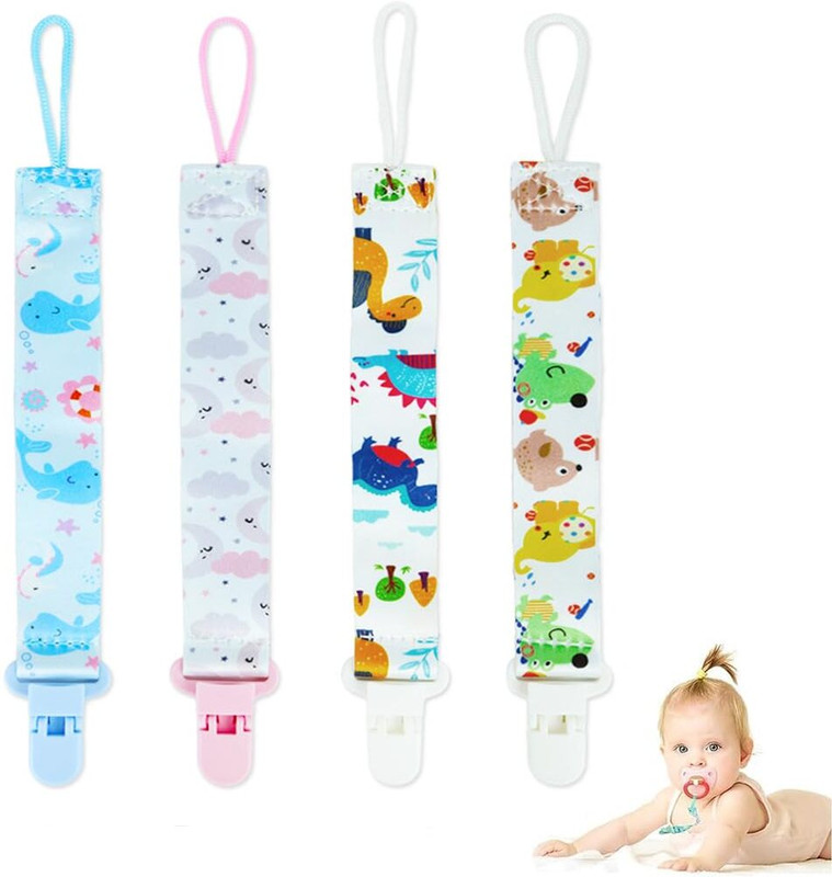 maycreate Anti Lost Baby Pacifier Teether Strap Cartoon Clip Durable Safe Outdoor Use 4pcs Soother(Multicolor)