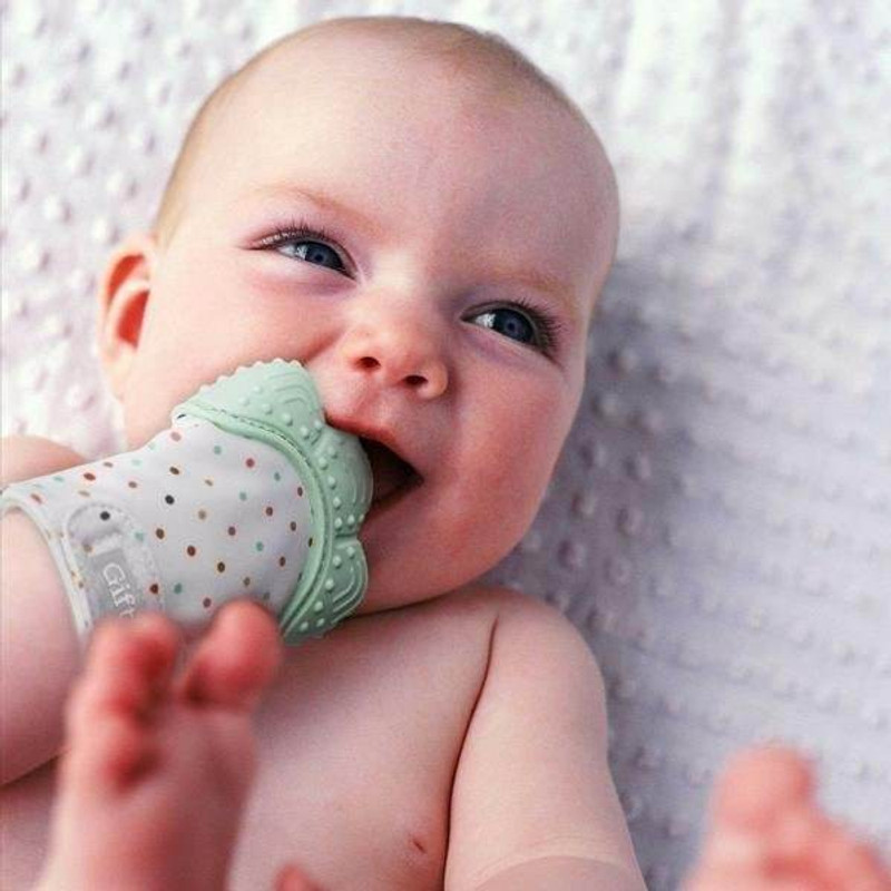 DN BROTHERS Teething Mitten for Infants, Baby Boys & Girls, SILLICONE Teething Toys DN42 Feeder(White)