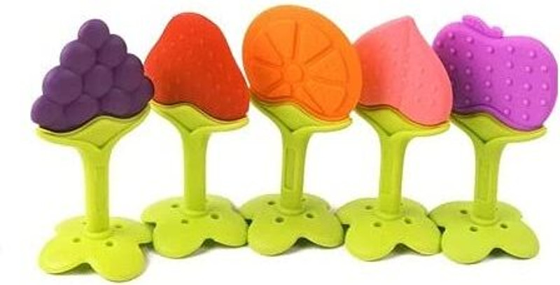 Chicbunny 5PCS FRUIT SHAPE SILICONE TEETHER Soother(Multicolor)