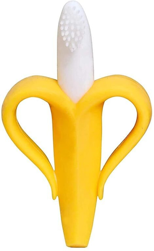 Vadhavan Banana Shaped Teething Toothbrush | BPA-Free Silicone Baby Brush Teether(Multicolor)