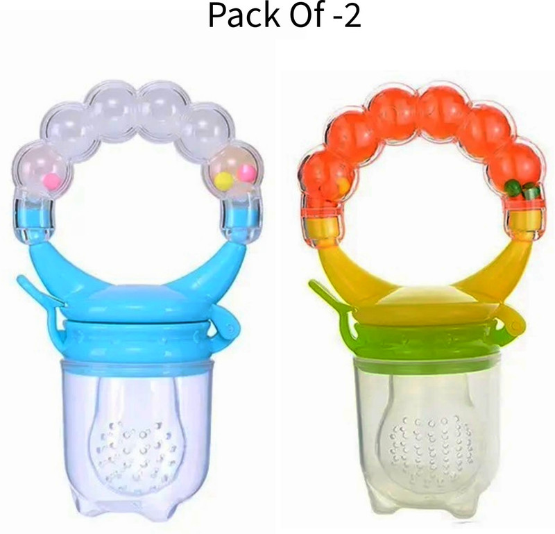 Swito Mart Baby Ring Style Food Feeder Nibbler Pacifier Silicone Supplies Nipple Soother(BLUE ORANGE)