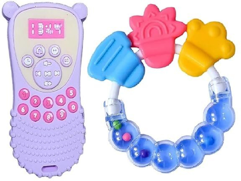 ApexUni Silicone Remote Shape Teething Soft Teether and and Round Shape Teether(Multicolor)