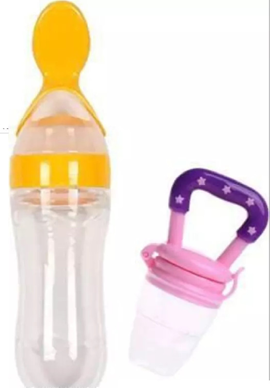 Fancy Steps YellowSpnFeeder_PinkFeeder Soother(Spoon Feeder And Fruits Feedert)