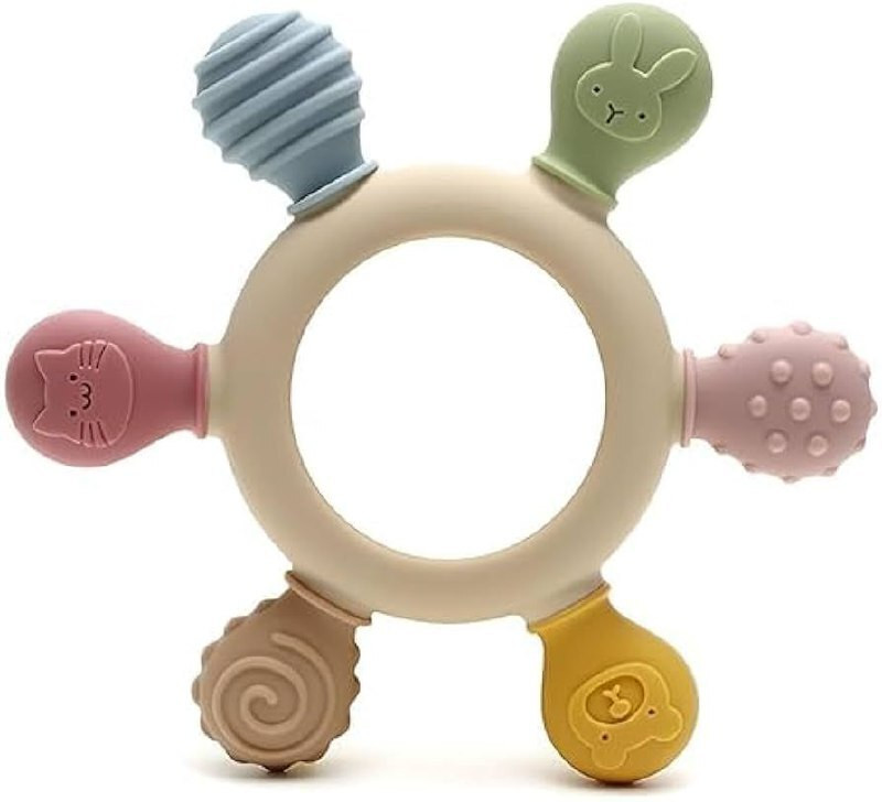 OMETER MultiTexture Silicone Baby Teething Toy Ring Infant Teether Best Baby Gift Toy Teether(Multicolor)