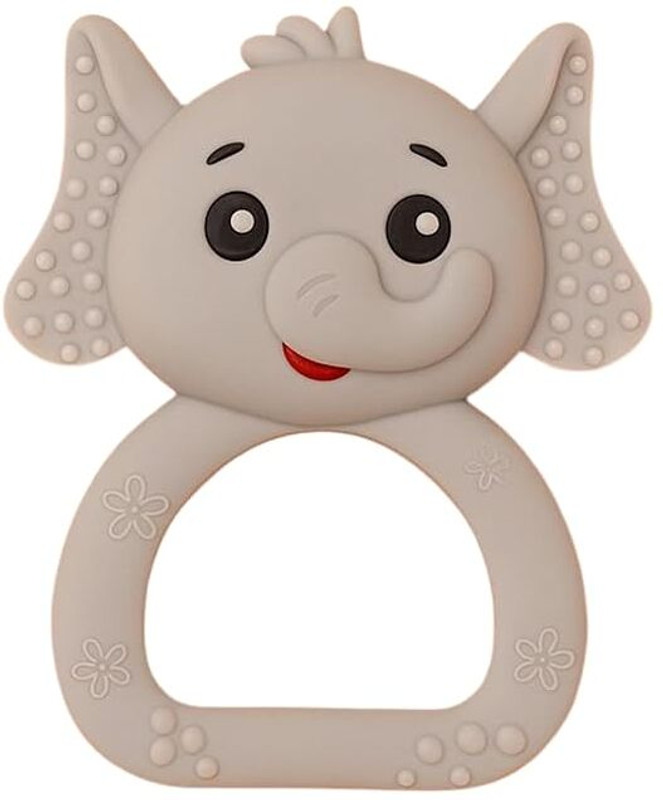 pilu Elephant Shape Baby Silicone Teething Toy | Soft, BPA-Free Teether Teether and Feeder(Grey (Elephant))