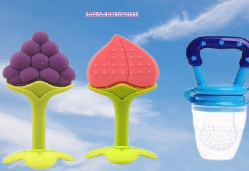 Atipriya SS Baby Fruit Nibbler and Feeder with Fruit Shape Silicone Teether for Teether and Feeder(SAPRA Multicolor)