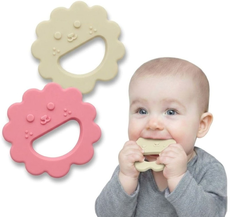 Bindian Silicone Baby Teether Combo Pack of 2 BPA Free Soft Chew Toy Teether and Feeder(Multicolor)
