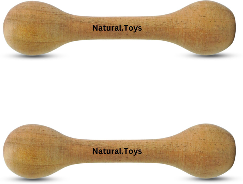 Natural.Toys Wooden Teether Dumbler Baby Chusni Sacker Soother Rattle Nibbler for Baby 2-PC Teether(Brown)