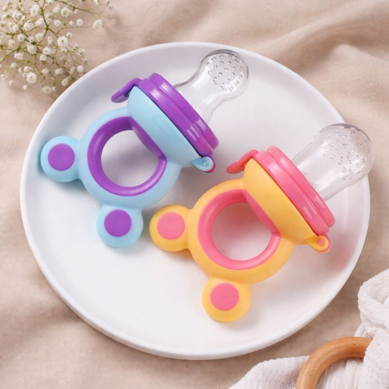 Magic Pebbles BPA-Free Fruit Nibbler|Gum Soothing Silicone Food Feeder for Babies(Pack of 2) Teether and Feeder(Multicolor)
