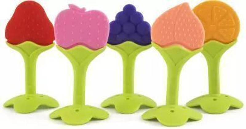 Bindian Silicon Baby Teethers For New born with Storage Box, BPA-Free, (3 Pcs) Teether Teether(Assorted8)