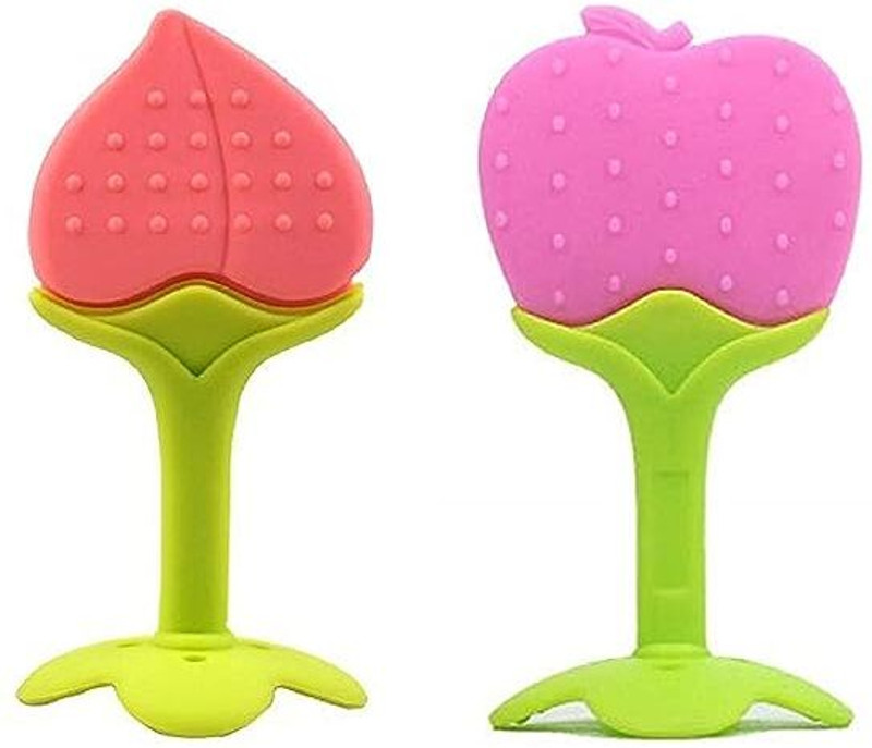 Chicbunny 2 PCS APPLE & PEACH SHAPE TEETHER Soother(Multicolor)