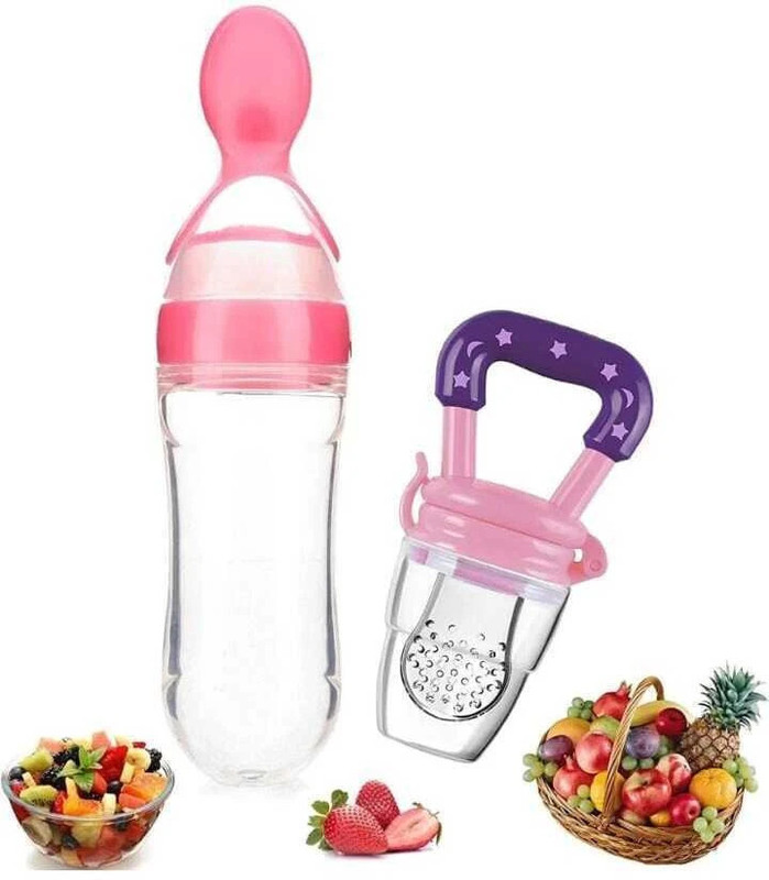 Bikauaa Infant Squeeze Food Grade Silicone Food Feeder and Pacifier,Teether Nibbler Toys Teether and Feeder(Multicolor)