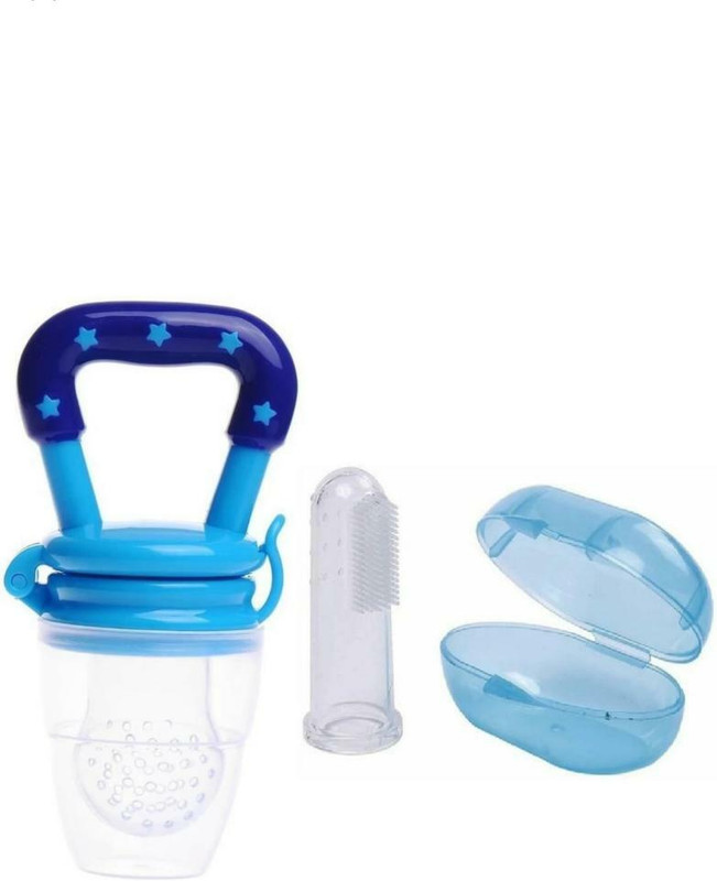 smilykid Baby Bpa Free Soother & Teether and Finger Brush Bpa Free Blue Soother(Blue)